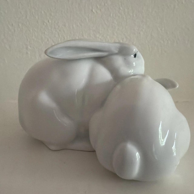 Art Deco Gerold Porzellan 2 Playful White Bunnies Vintage Figurine - Bavaria, Germany For Sale - Image 3 of 5