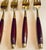 Brass Mid 20th Century Rosewood & Brass Small Desert H'Ordreves Forks Flatware Set of 5 For Sale - Image 8 of 11