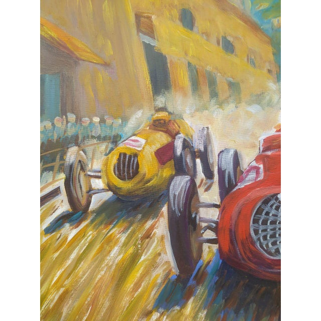 Modern Iryna Kirichenko Car Racing Scene — Original Oil Painting on Canvas For Sale - Image 3 of 8