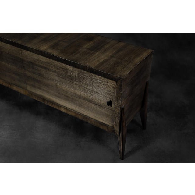 1960s Mid-Century Scandinavian Modern Long Ash Sideboard with Matte Metal Handles, 1960s For Sale - Image 5 of 18