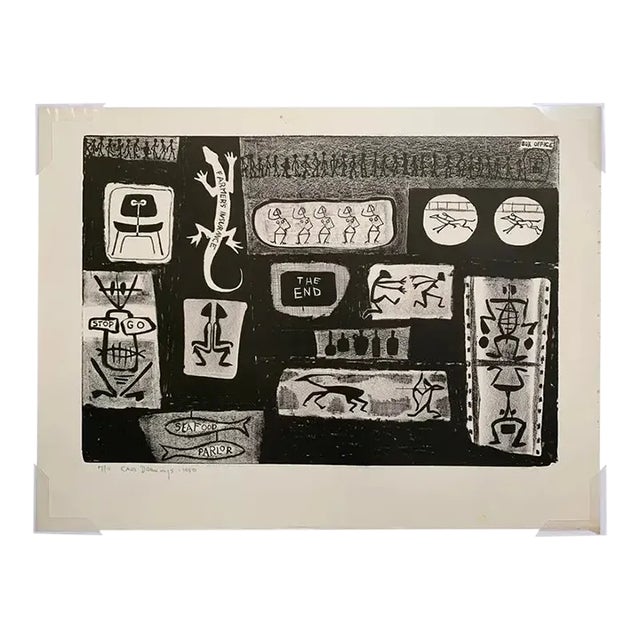 1950 "Cave Drawings" Stone Lithograph Sf Printmaker For Sale