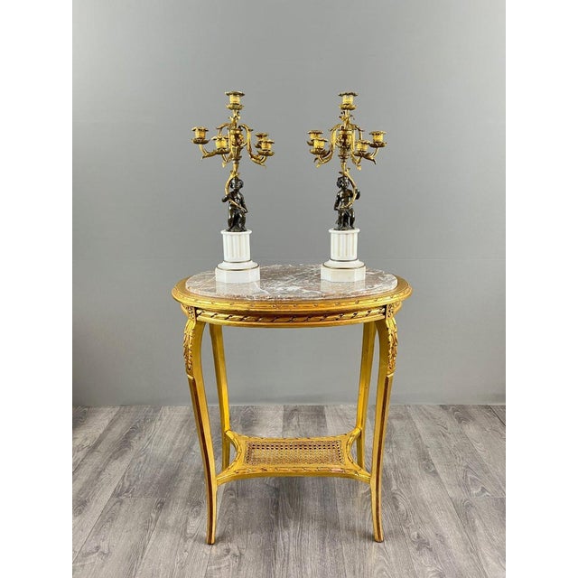 Metal Napoleon III Bronze and Marble Candelabra, Set of 2 For Sale - Image 7 of 13