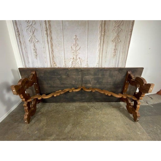 Monumental Spanish Baroque Walnut Trestle Dining Table by Miamar Home For Sale - Image 13 of 18