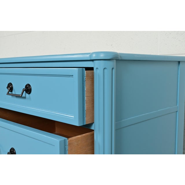 Cerulean Baker Furniture French Regency Louis XVI Cerulean Blue Lacquered Dresser or Credenza, Circa 1960s For Sale - Image 8 of 12