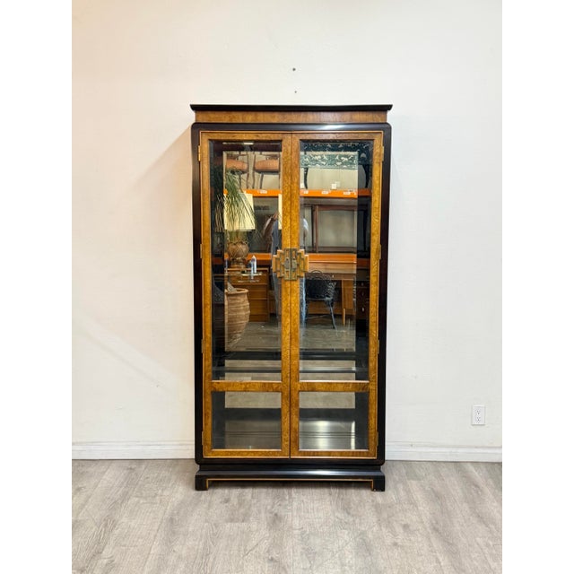 Wood Vintage Asian Modern Curio Cabinet For Sale - Image 7 of 11