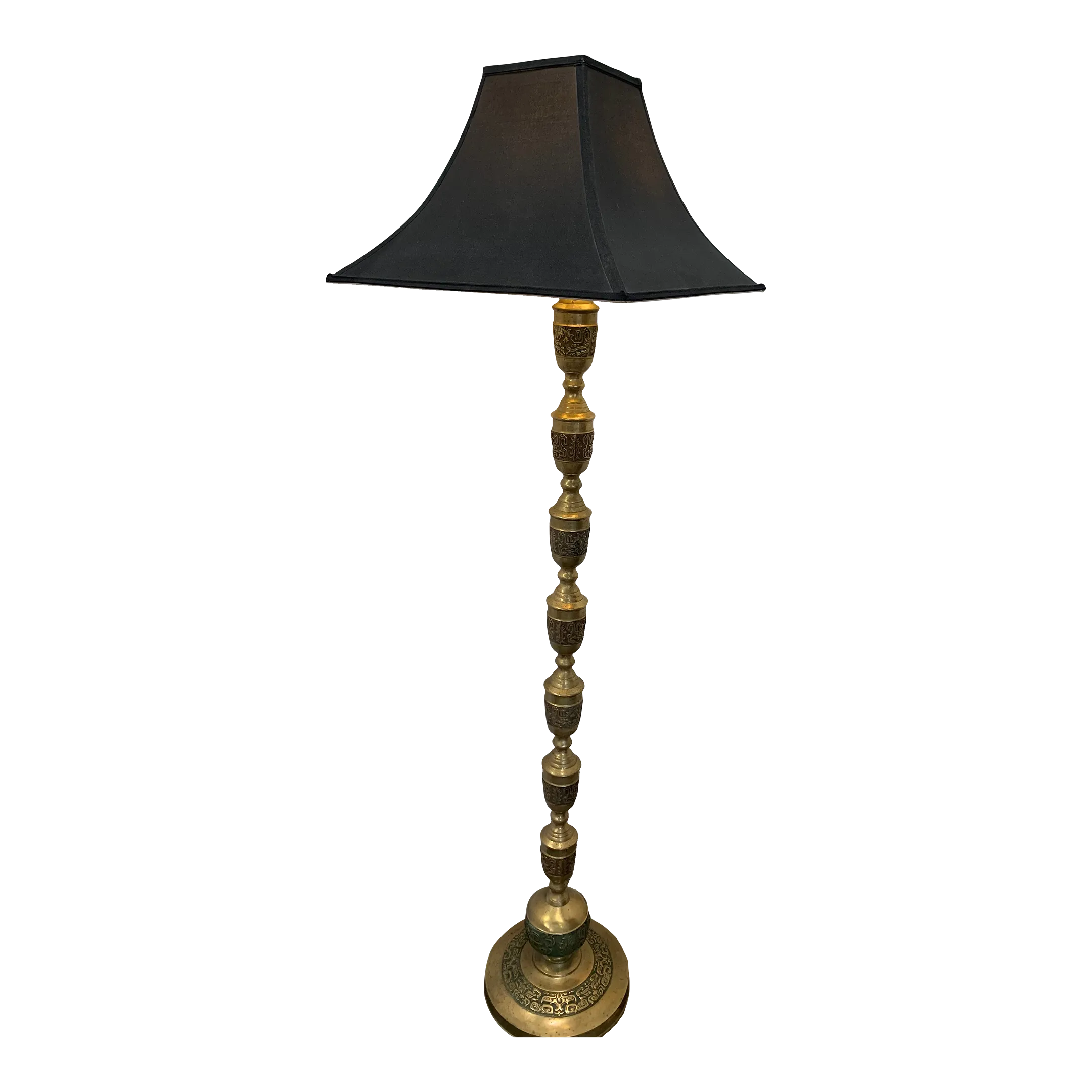 1950s Frederick Cooper Regency Asian Brass Floor Lamp | Chairish