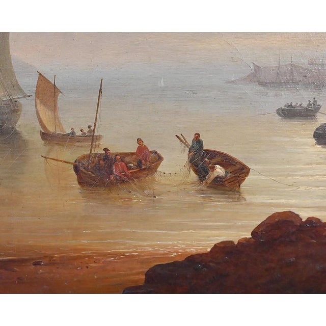 French School Artist, Light on the Port, 19th Century, Oil on Canvas For Sale - Image 9 of 12
