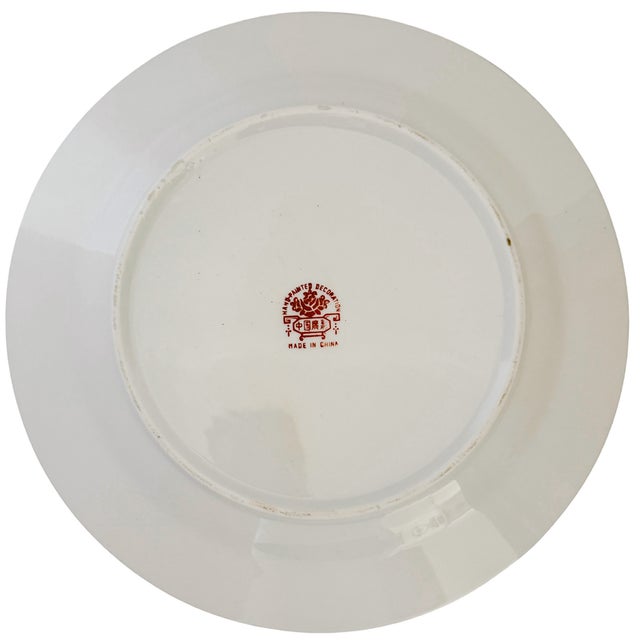 1960s Vintage Famille Rose Hand-Painted Canton Porcelain Plate For Sale - Image 5 of 6