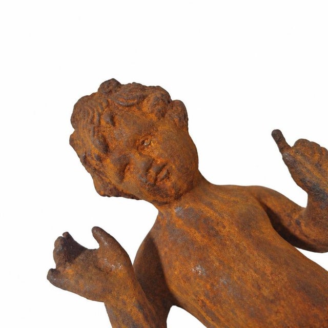 1920s Outdoor Sculptures Dancing Putti in Cast Iron, 1920s, Set of 2 For Sale - Image 5 of 9