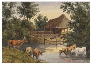 William James Müller, Cows in Miniature, Mid-19th Century, Watercolour