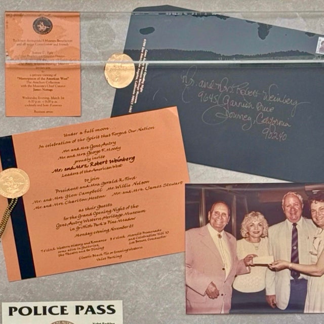 Vintage 1988 Gene Autry Museum Inaugural Large Print in Custom Acrylic Frame W/ Memorabilia For Sale - Image 9 of 10