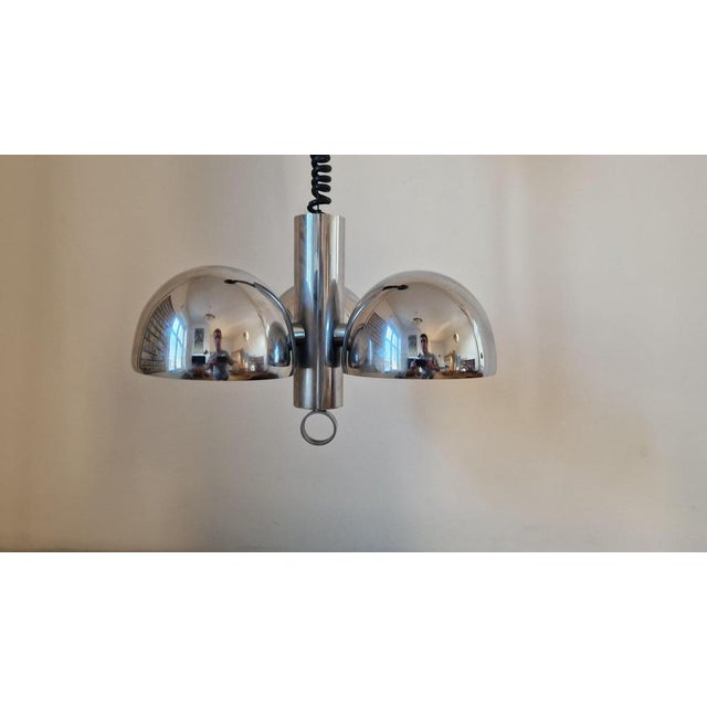 Gold Mid-Century Space Age Chrome Chandelier from Hillebrand, Germany, 1970s For Sale - Image 8 of 18
