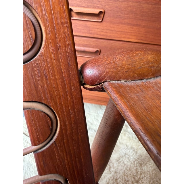 Mid 20th Century Teak "Spade Chair" Attributed to Finn Juhl With Cowhide Cushions For Sale - Image 14 of 14