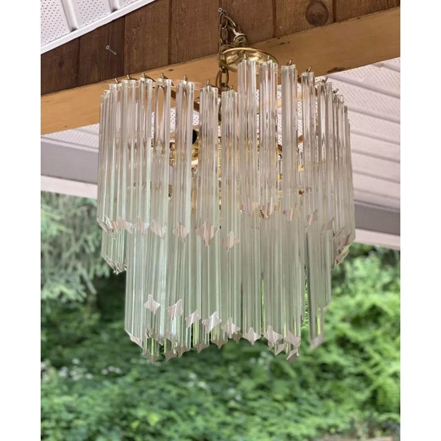 Venini 1970s Venini Italian Murano Quattro Glass Prism Chandelier For Sale - Image 4 of 9