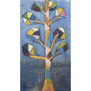 Finnish Artist, Motif of a Tree in Cubist Style, 1960s, Oil on Canvas For Sale