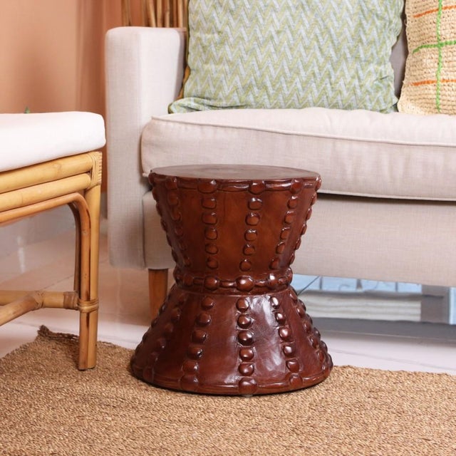 Wood Elly Round Oak Wood Side Table For Sale - Image 7 of 9