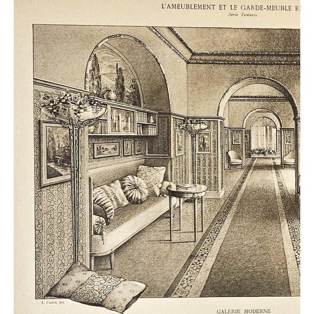Art Deco 1920s French Antique Art Deco Architectual Interior Design Lithograph.-Moderne Gallerie For Sale - Image 3 of 4