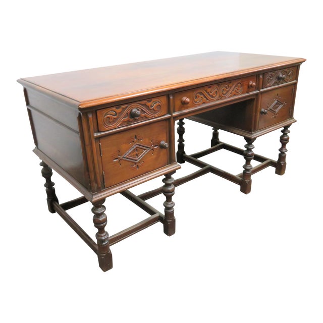 Kittinger Walnut Jacobean Executive Desk Chairish