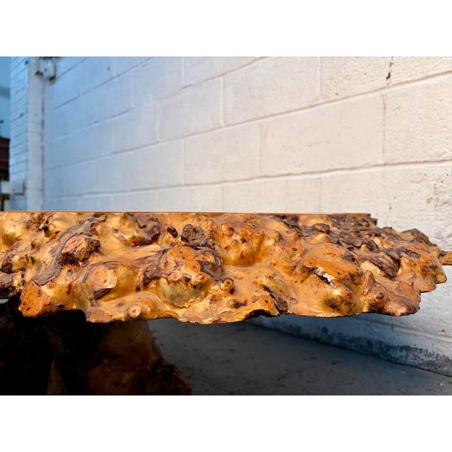 Late 20th Century Live Edge Burl Wood Coffee Table With Glitter Epoxy For Sale - Image 10 of 13