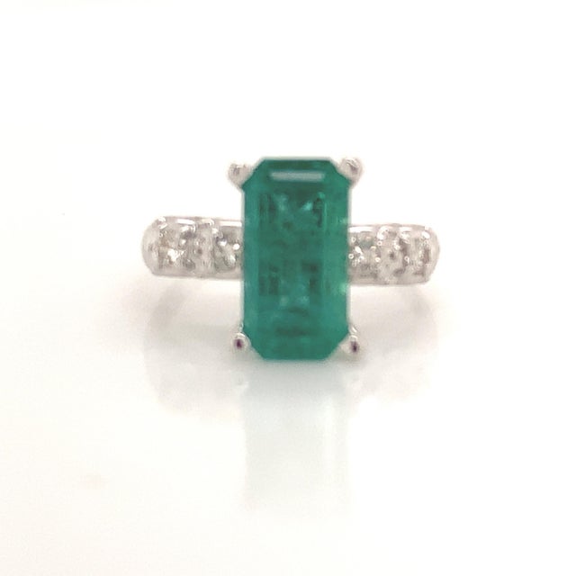 Natural Emerald Diamond Ring 14Karat Gold 2.95 TCW Certified For Sale - Image 4 of 5