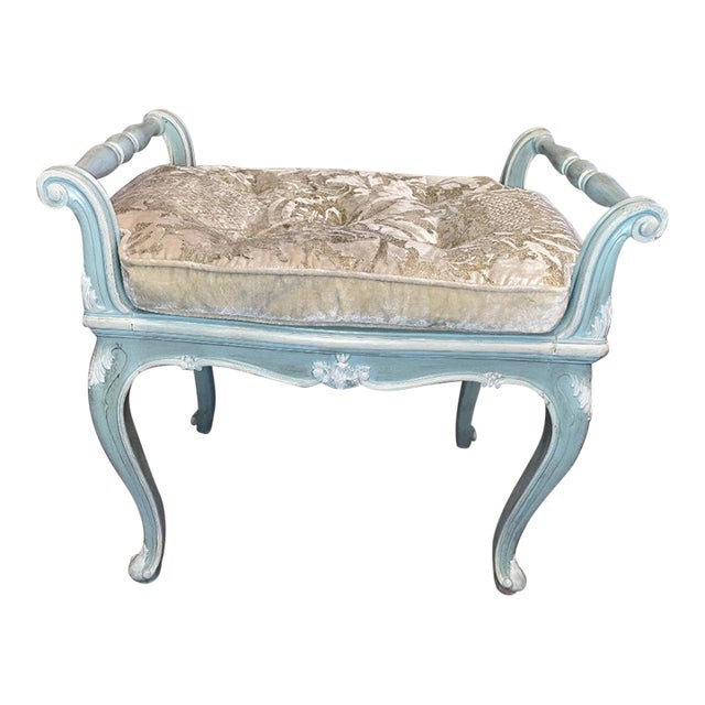 Sabina Braxton Velvet Fabric Mini Bench For Sale