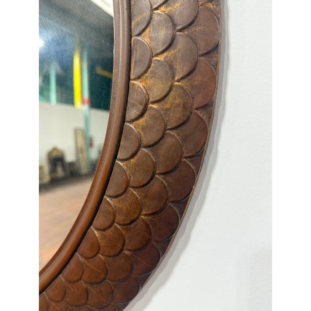 Art Deco Italian Art Deco Style "Fish Scale" Giltwood Mirror C. 1937 For Sale - Image 3 of 8