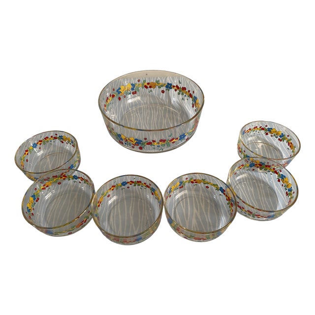 Vintage Italian Glass Fruit and Dessert Bowls from Cerve, Macedonia, 1998, Set of 7 For Sale