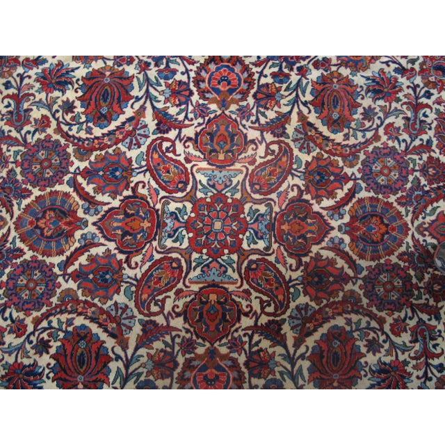 Traditional Impressive Red and White Ivory Color With Paisley Patterns Design Antique Kashan Rug For Sale - Image 3 of 4