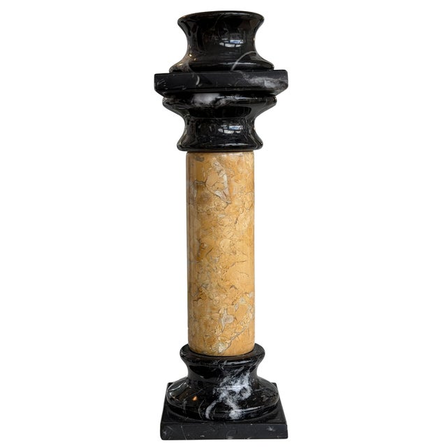 Antique 19th C Grand Tour Cornish Marble Serpentine Orb Stand Column. Rock crystal orb not included.