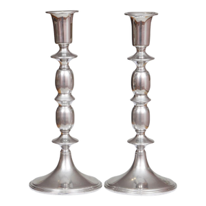 Empire Pewter Candlestick Holders, a Pair