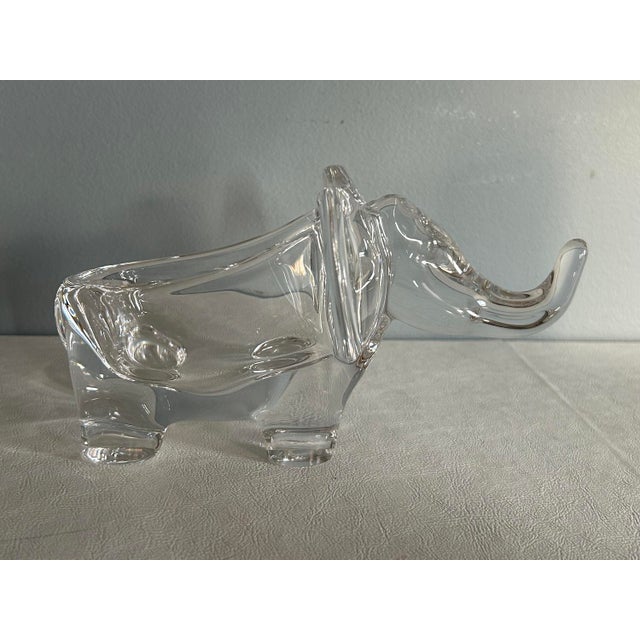 Vannes Le Chatel France Crystal Art Glass Elephant Candy Bowl Dish Jewelry Dish For Sale - Image 10 of 14