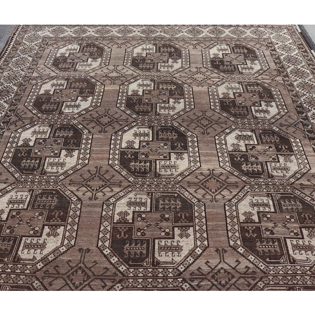Tribal Antique Ersari Rug With Traditional Gul Motifs and Subtle Colors 10'9 X 18'3 For Sale - Image 3 of 12