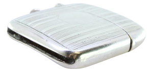 George V Silver Guilloche Matchbox with Bands and Monogram Card