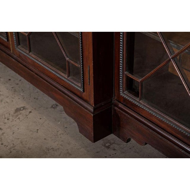 Large 19th Century English Mahogany Glazed Breakfront Bookcase, 1880 For Sale - Image 14 of 18