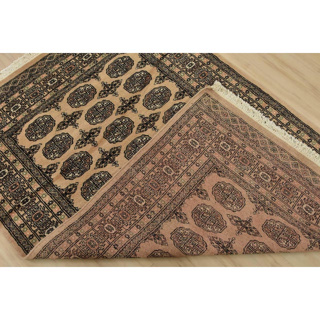 Bokhara Rug 4’3” X 6’2” Beige Wool Tribal Hand-Knotted Oriental Carpet For Sale - Image 11 of 12