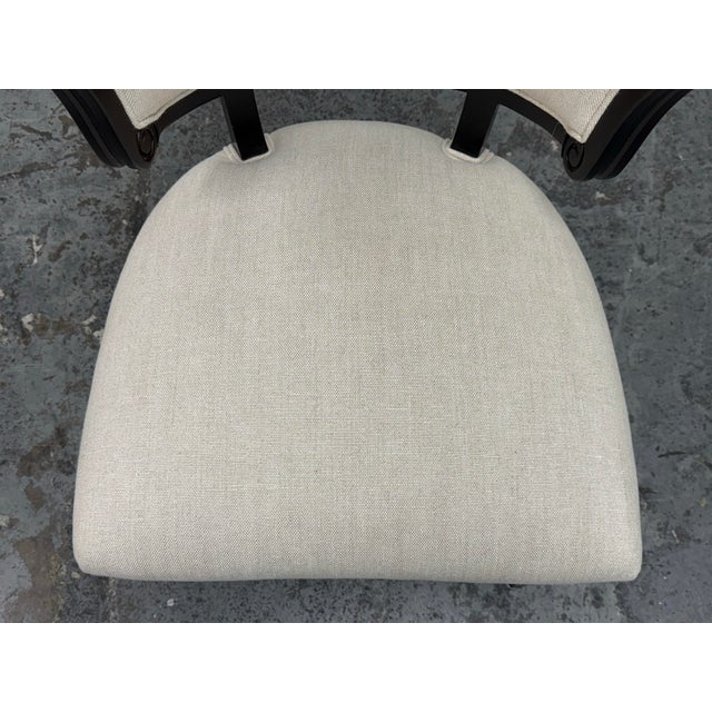 Off-white Custom Side Chair With Woven Wool Upholstery For Sale - Image 8 of 12