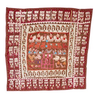 Late 19th Century Vintage Indian Gujarati Chakla Applique Textile For Sale