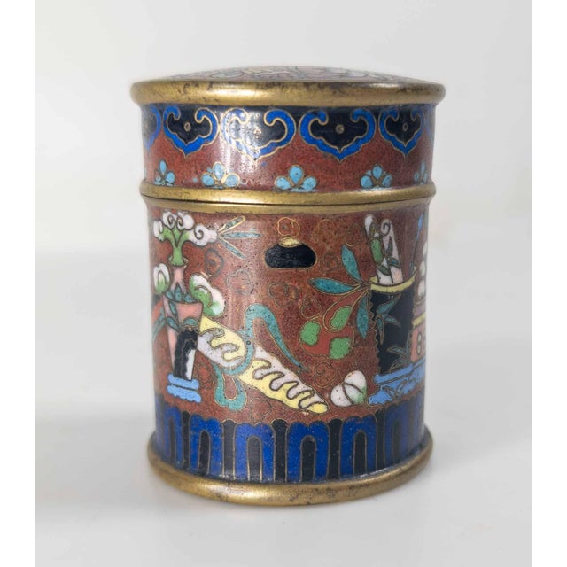 Early 20th Century 20th Century Chinese Cloisonne Enamel Trinket or Tobacco Box, Scholar's Object For Sale - Image 5 of 9