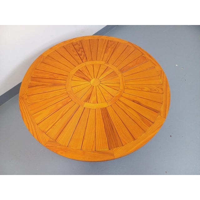 Vintage Round Pine Coffee Table, 1970s For Sale - Image 4 of 14