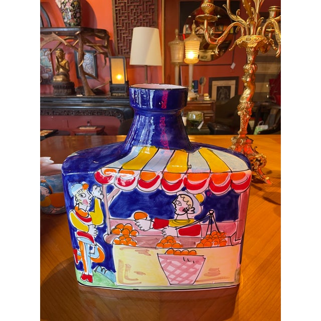 1960s Desimone-Style Massive Italian Ceramic Painted Vase For Sale - Image 4 of 9