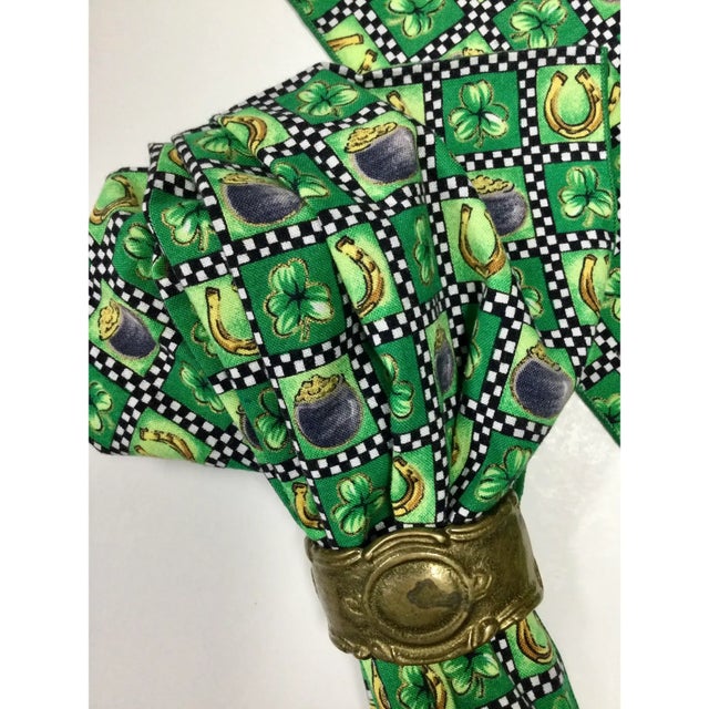 Stunning set of 4 Irish St. Patrick's Day square printed fine cotton cloth napkins. These are being sold as a set. They...