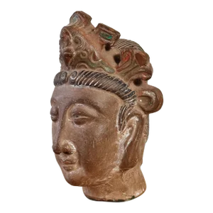 Antique Carved Kwan Yin (Guan Yin) With Primitive Painted Detail