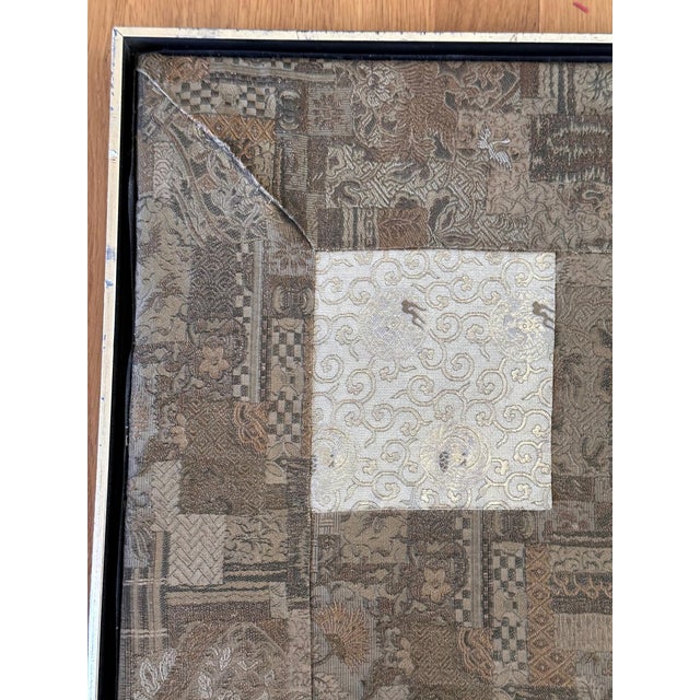 Antique Framed Japanese Silk Kesa Monk's Robe Edo Period For Sale - Image 10 of 12