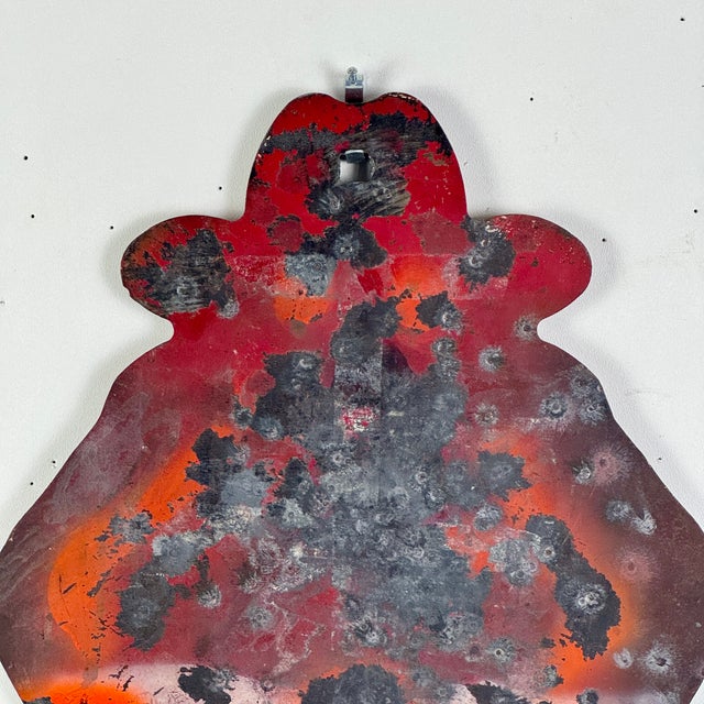 Metal Vintage Cast Iron Double Sided Cowboy Shooting Gallery Target, in Red For Sale - Image 7 of 9