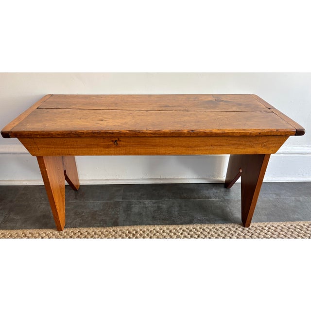 Rustic Antique Wooden Bench For Sale - Image 11 of 11
