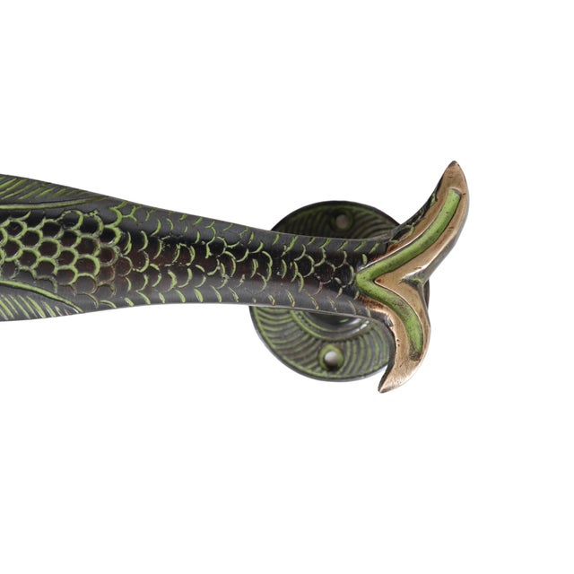Green Brass Fish Handles - a Pair For Sale In Tampa - Image 6 of 6