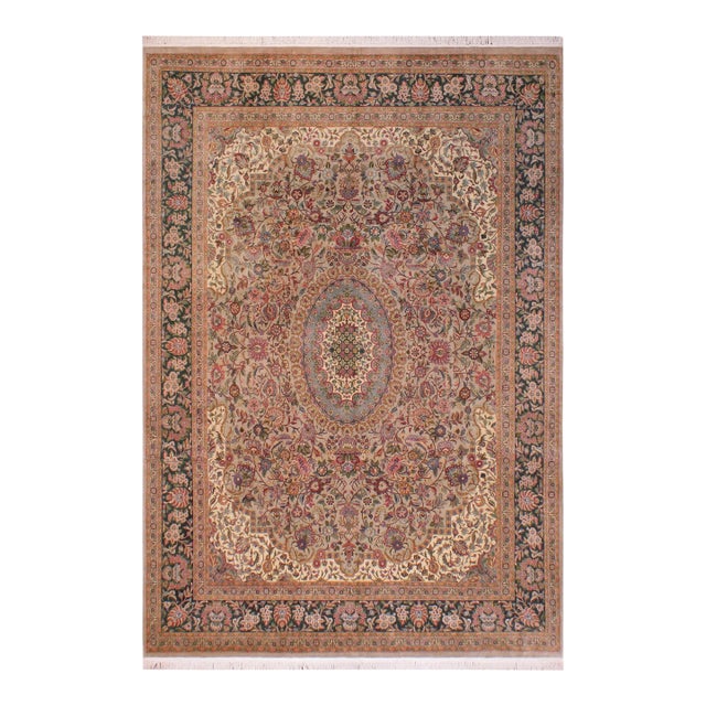 Art Nouveau 1990's Pak-Persian Gray/Drk.green Wool Rug - 8'10'' X 12'5'' For Sale