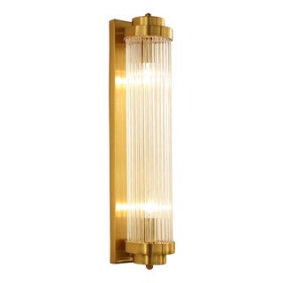 Vintage Crystal Sconce in Brass and Crystal, 1940s For Sale