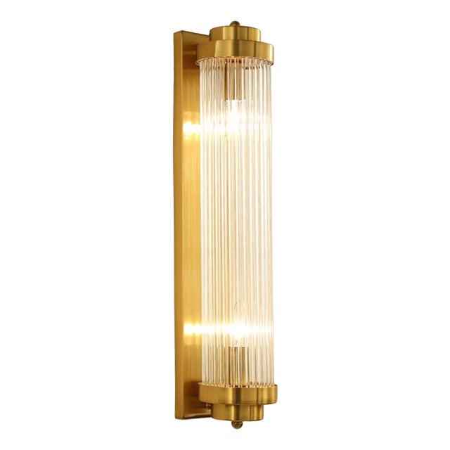 Vintage Crystal Sconce in Brass and Crystal, 1940s For Sale