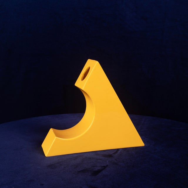 Italian Space Age Sculptural Yellow Glazed Ceramic Vase, 1970s For Sale - Image 10 of 18